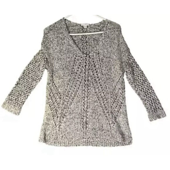 J Jill Sweater Tan Brown Multicolor Womens Size XS Knit‎ V Neck 3/4 Sleeves - Picture 1 of 9